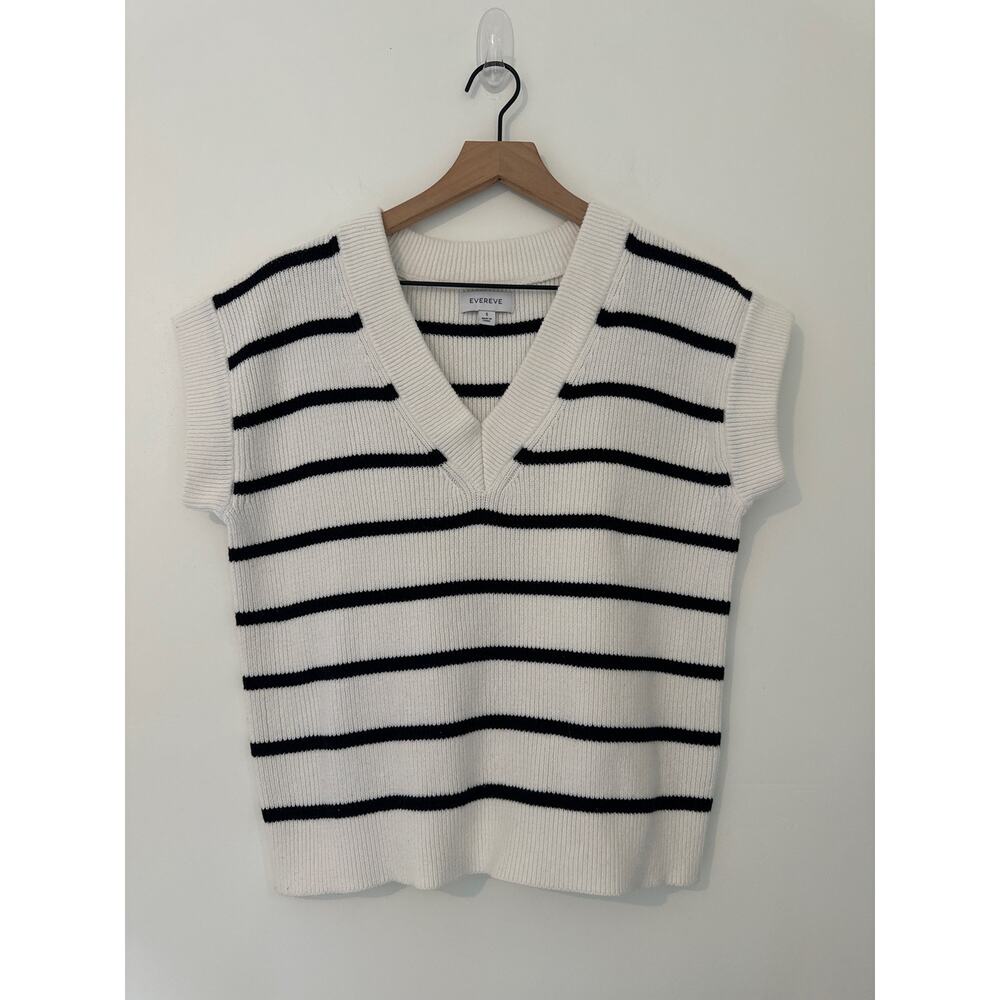 Evereve Black and White Striped Sweater